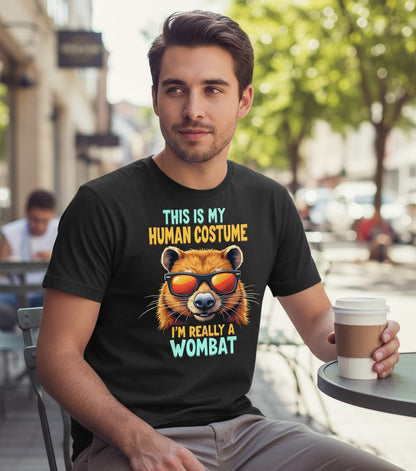 This Is My Human Costume I'm Really a Wombat wombat T-Shirt Black lifestyle mockup