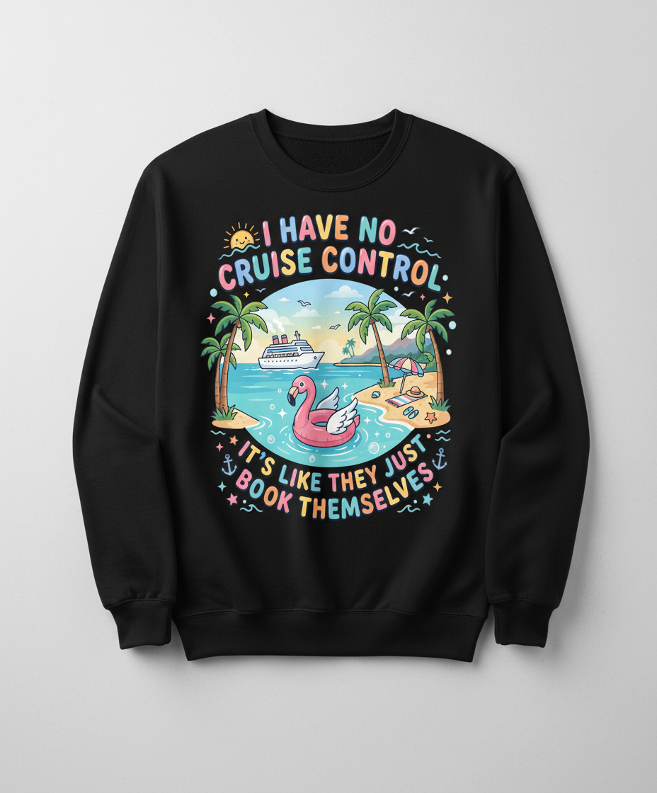 I Have No Cruise Control Funny Cruise Vacation Design Sweatshirt - Black