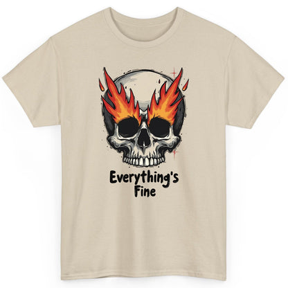 Everything's Fine flaming skull T-Shirt Sand product mockup