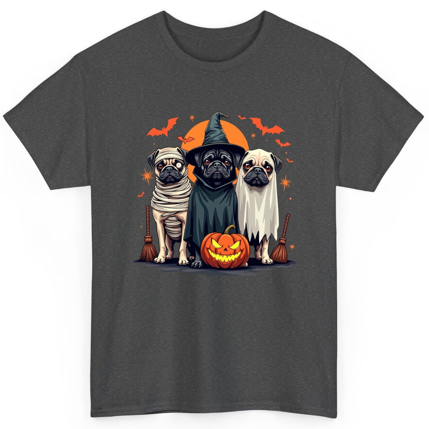 Halloween Pugs Costumes pugs T-Shirt Dark Heather product mockup