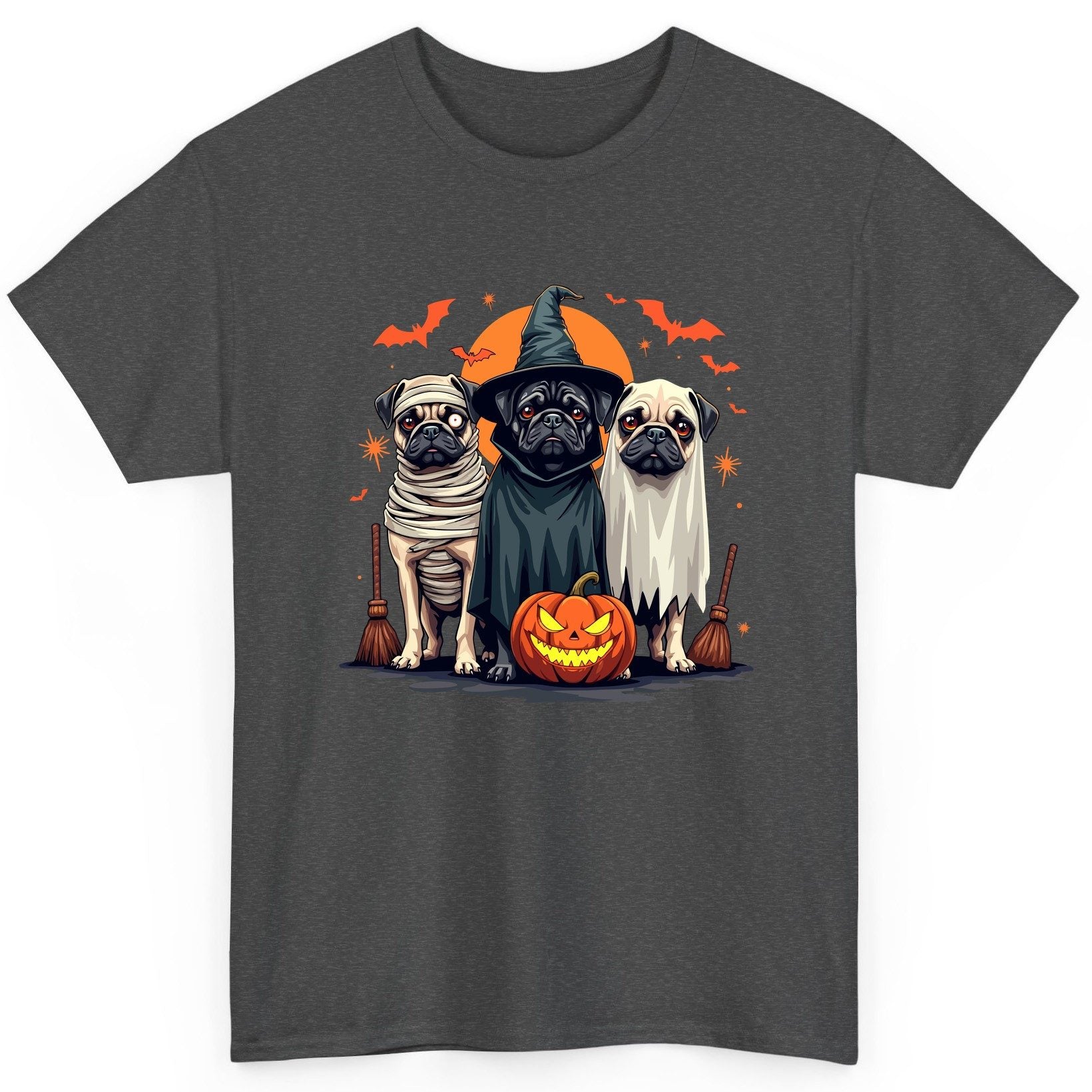 Halloween Pugs Costumes pugs T-Shirt Dark Heather product mockup