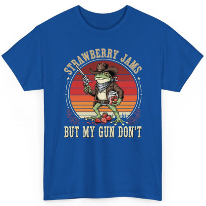Strawberry Jams but My Gun Don't cowboy frog T-Shirt Royal product mockup