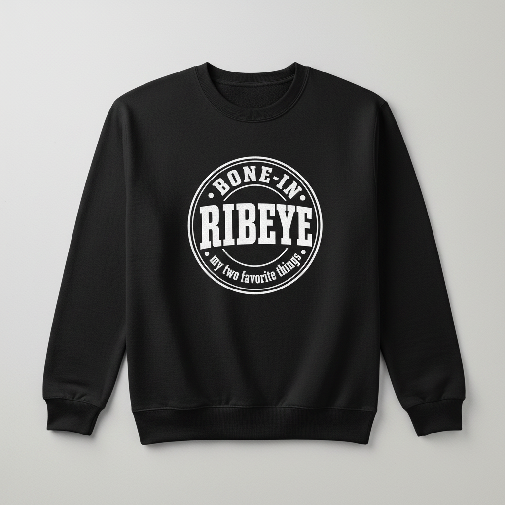 Bone-In Ribeye My Two Favorite Things Sweatshirt - Black