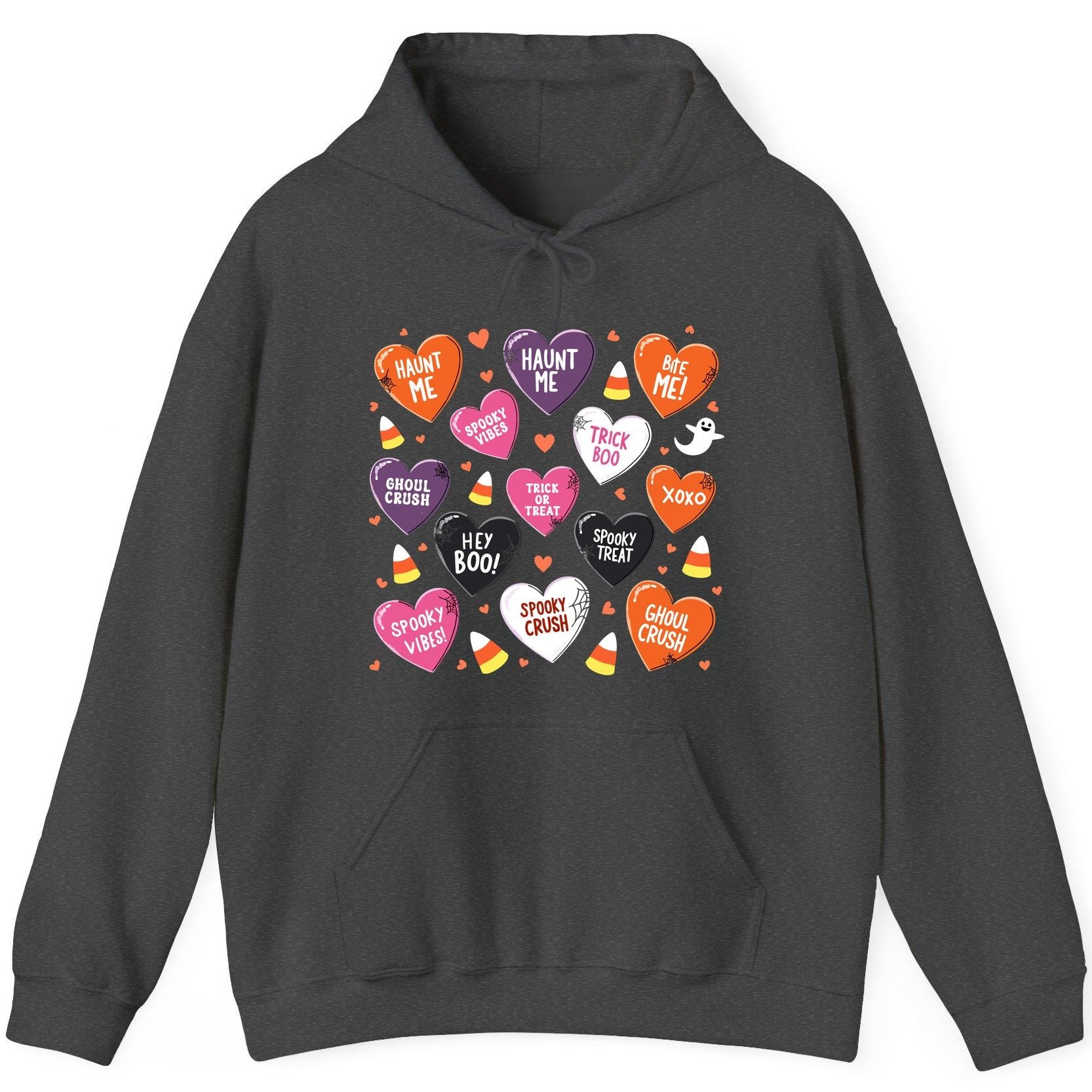 Spooky Halloween Conversation Hearts Halloween conversation hearts Hoodie Dark Heather product mockup