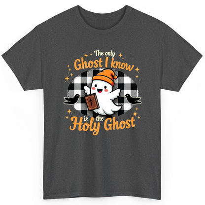 The Only Ghost I Know Is the Holy Ghost christian Halloween T-Shirt Dark Heather product mockup