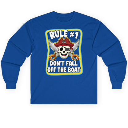 Rule 1 Don't Fall Off the Boat pirate Long Sleeve Tee Royal product mockup