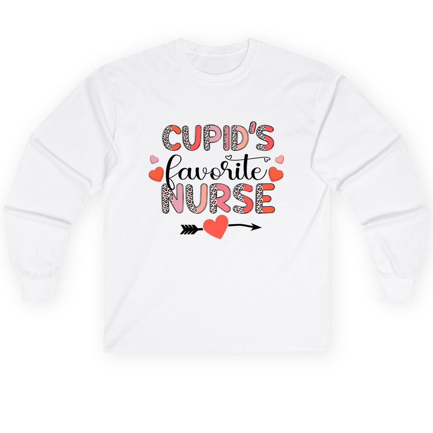 Cupid's Favorite Nurse nurse Long Sleeve Tee White product mockup