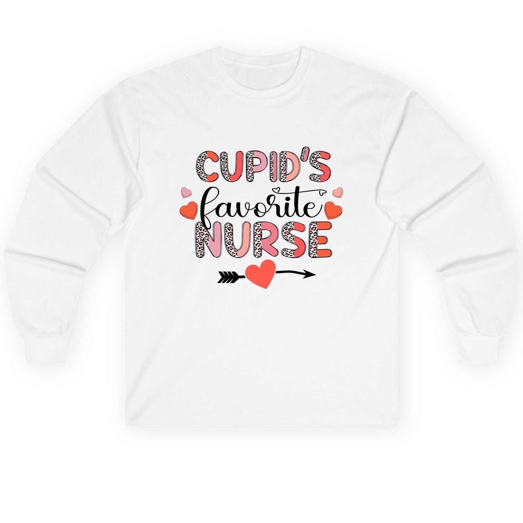 Cupid's Favorite Nurse nurse Long Sleeve Tee White product mockup