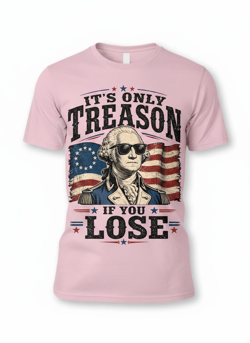 It's Only Treason If You Lose Patriotic History T-Shirt - product mockup - Light Pink
