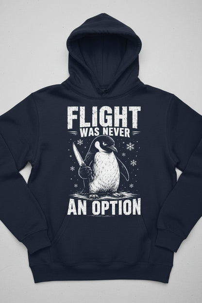 Flight Was Never an Option Funny Penguin Hoodie - product mockup - Navy