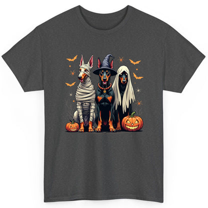 Halloween Doberman Trio doberman pinscher T-Shirt Dark Heather product mockup