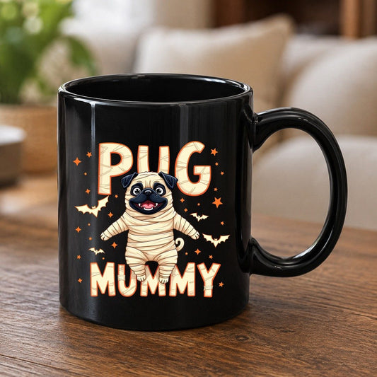 Pug Mummy pug Black Mug Black product mockup