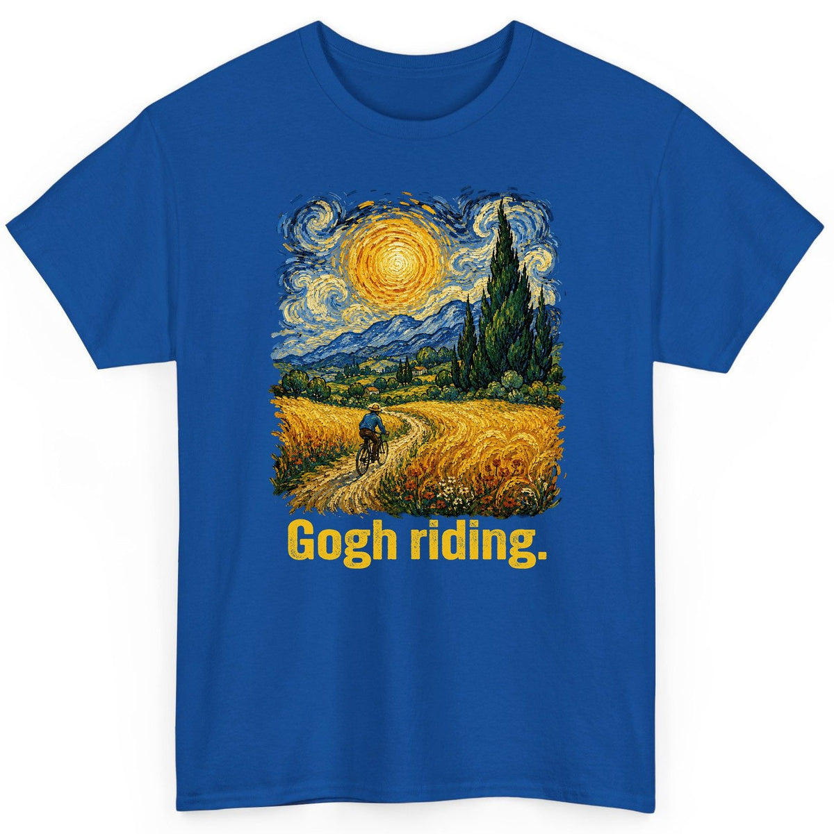 Gogh Riding art parody T-Shirt Royal product mockup
