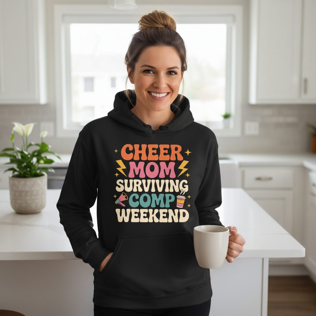 Cheer Mom Surviving Comp Weekend cheer mom Hoodie Black lifestyle mockup