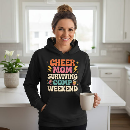 Cheer Mom Surviving Comp Weekend cheer mom Hoodie Black lifestyle mockup