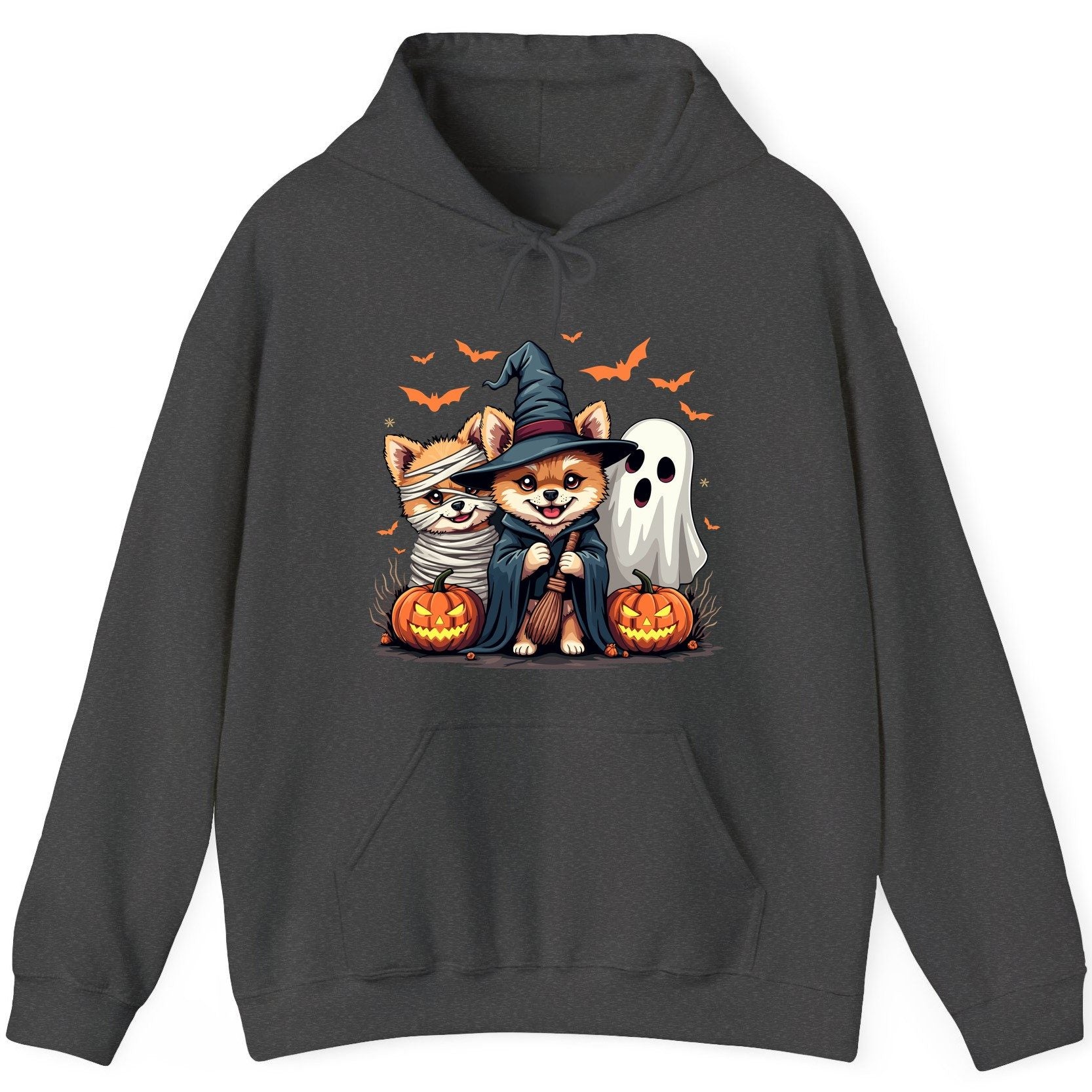 Cute Halloween Corgi Dogs Halloween corgis Hoodie Dark Heather product mockup
