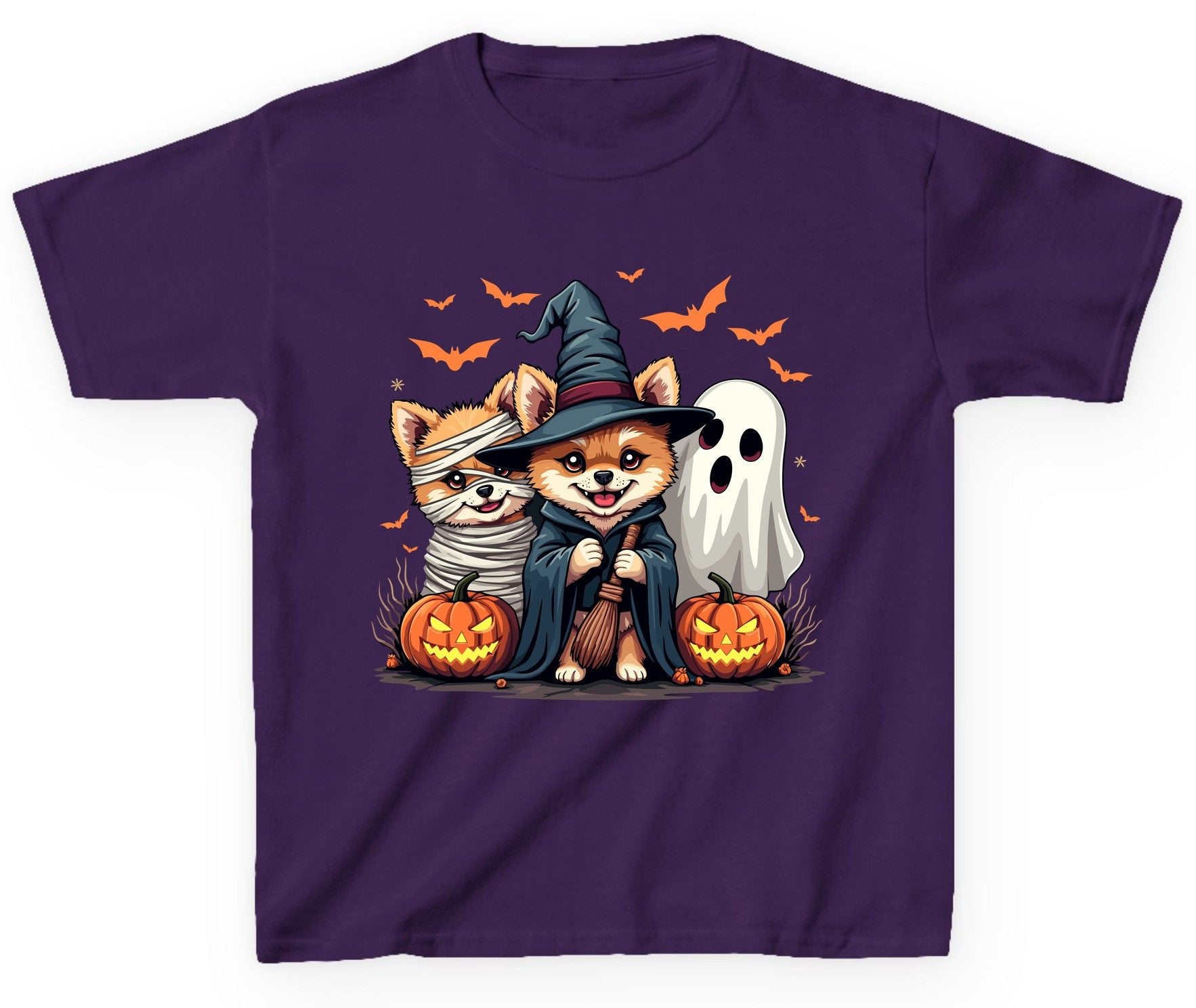 Cute Halloween Corgi Dogs Halloween corgis Youth T-Shirt Purple product mockup