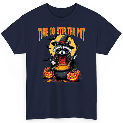 Time to Stir the Pot Halloween raccoon T-Shirt Navy product mockup