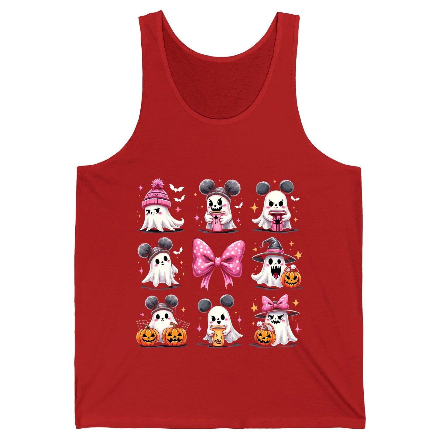 Cute Pink Halloween Ghosts Halloween ghosts Tank Top Red product mockup