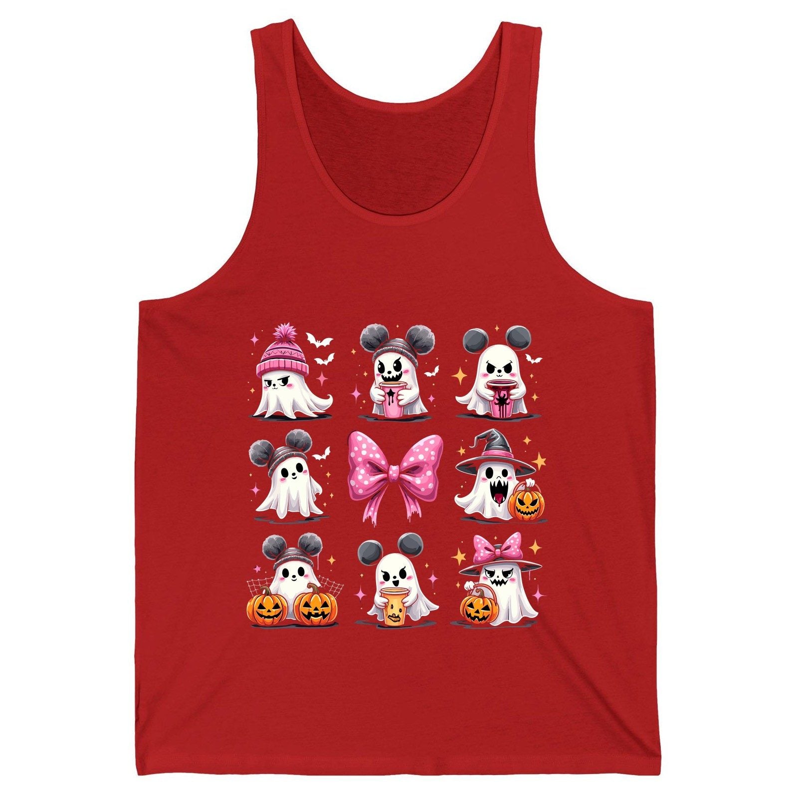 Cute Pink Halloween Ghosts Halloween ghosts Tank Top Red product mockup