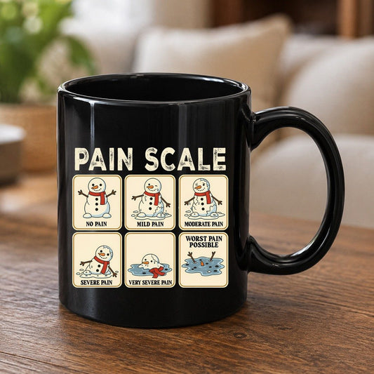 Pain Scale No Pain Mild Pain Moderate Pain Severe Pain Very Severe Pain Worst Pain Possible snowman Black Mug Black product