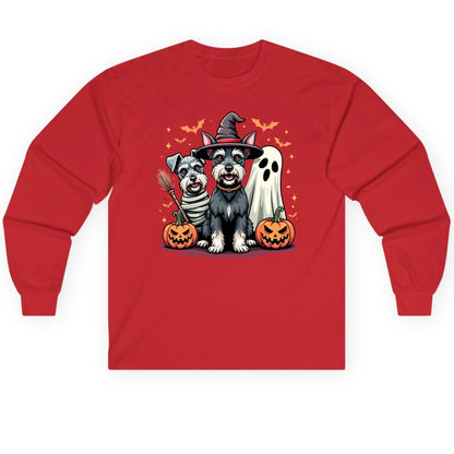 Halloween Schnauzer Dogs schnauzer dogs Long Sleeve Tee Red product mockup