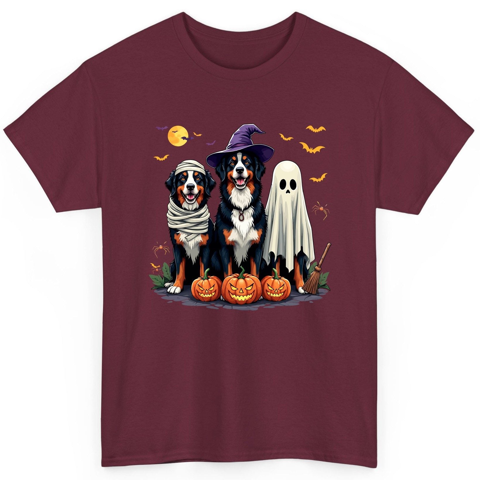 Halloween Bernese Mountain Dogs bernese mountain dog T-Shirt Maroon product mockup