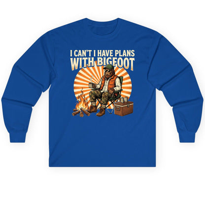 I Can't I Have Plans with Bigfoot bigfoot Long Sleeve Tee Royal product mockup