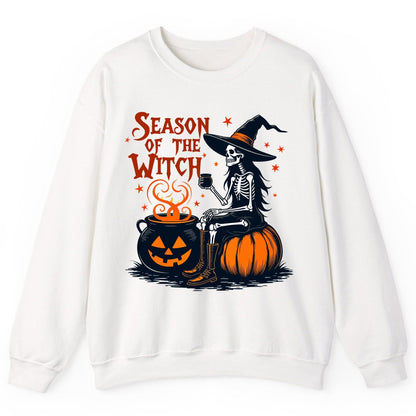 Season of the Witch skeleton witch Sweatshirt White product mockup