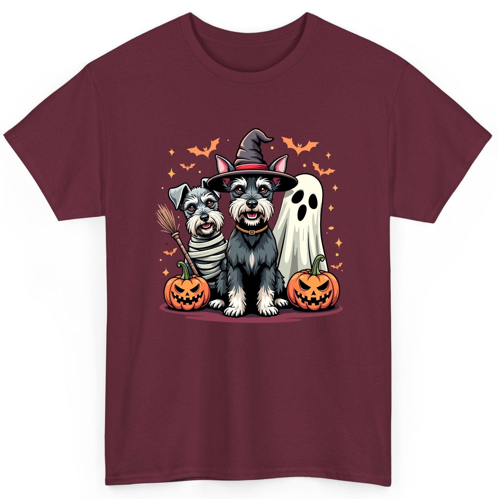 Halloween Schnauzer Dogs schnauzer dogs T-Shirt Maroon product mockup