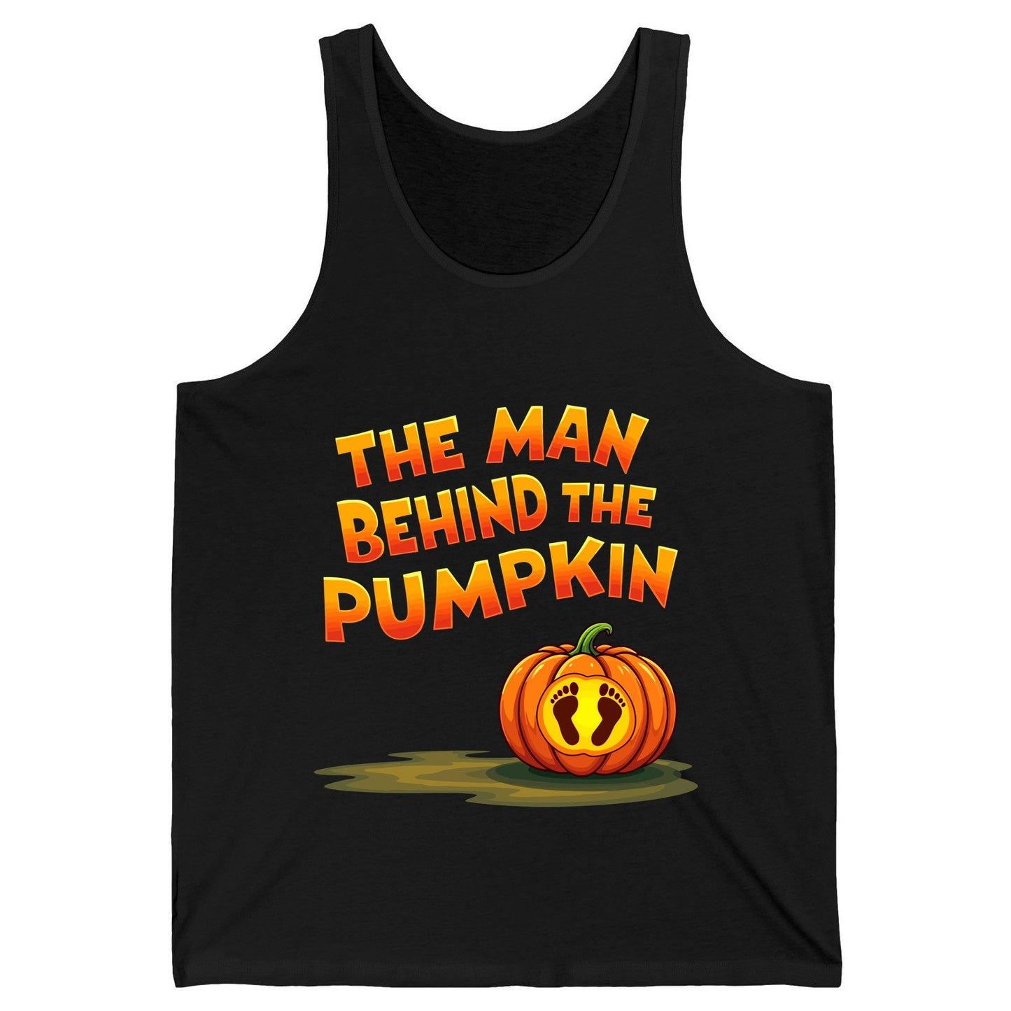 The Man Behind the Pumpkin pregnancy announcement Tank Top Black product mockup