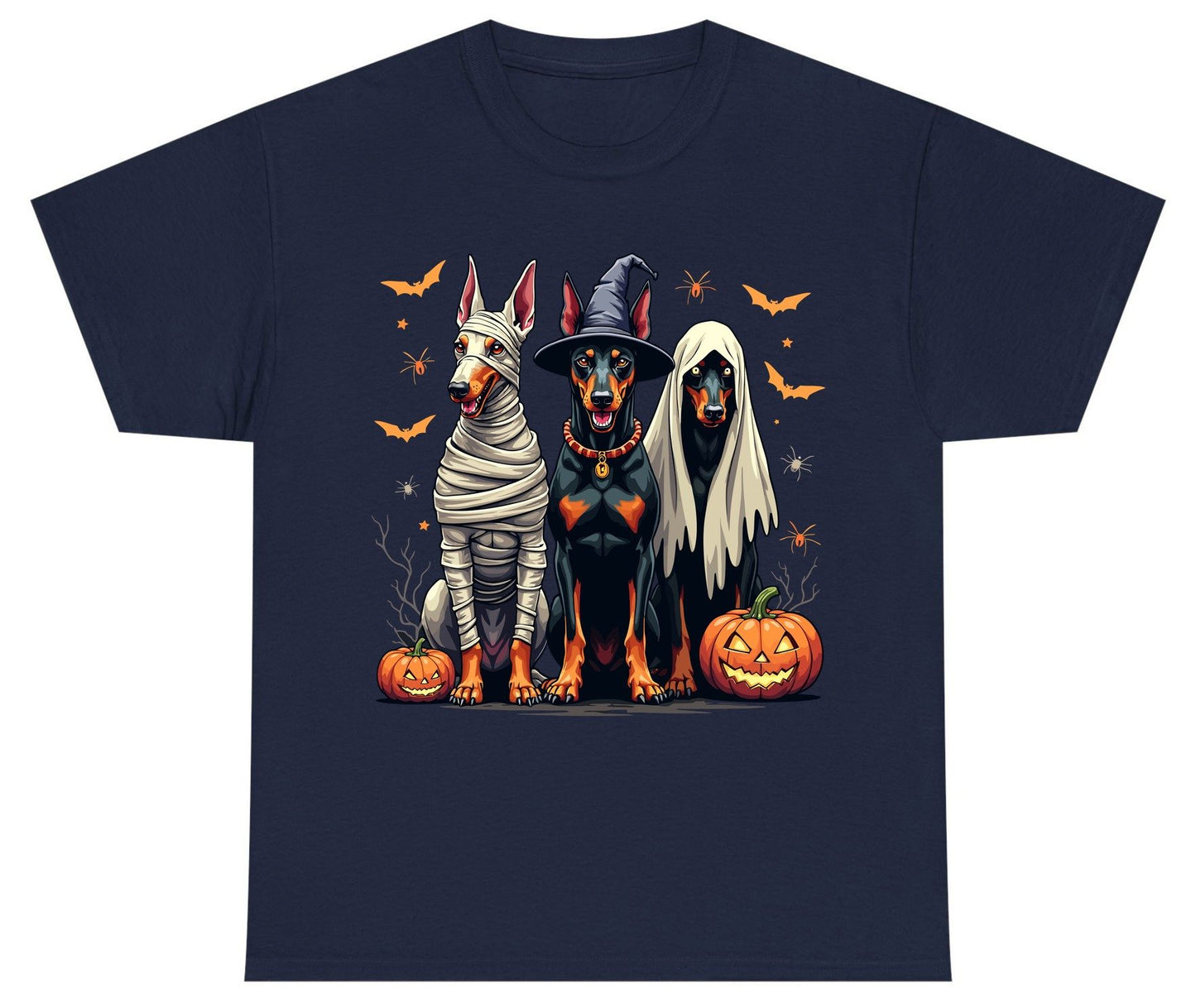 Halloween Doberman Trio doberman pinscher Youth T-Shirt Navy product mockup