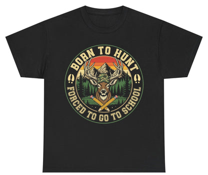 Born to Hunt Forced to Go to School hunting Youth T-Shirt Black product mockup