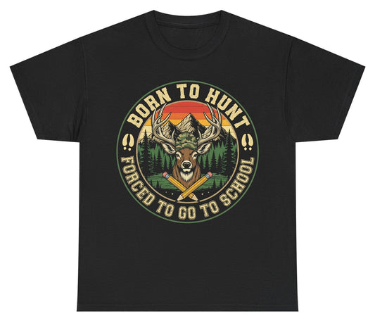 Born to Hunt Forced to Go to School hunting Youth T-Shirt Black product mockup