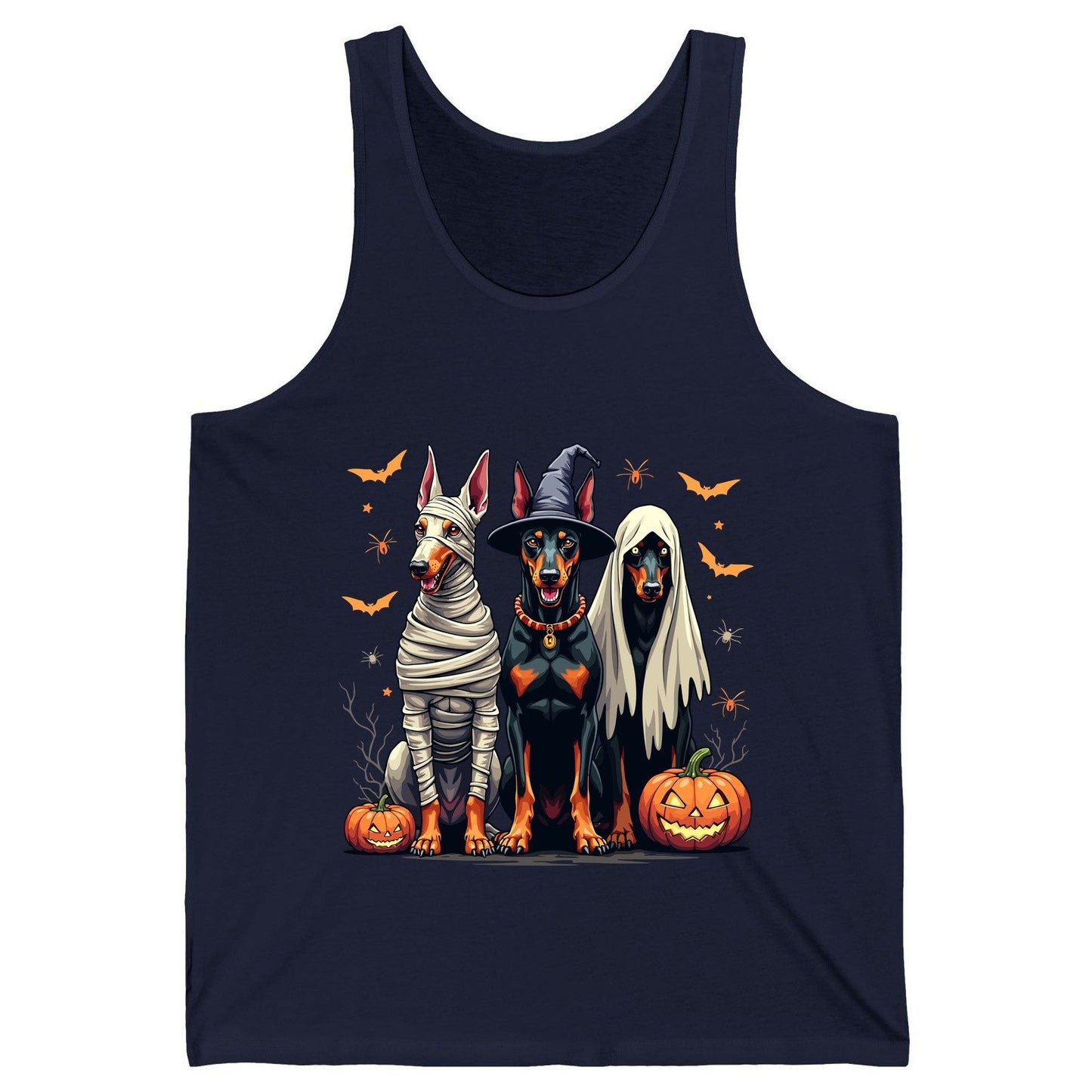 Halloween Doberman Trio doberman pinscher Tank Top Navy product mockup