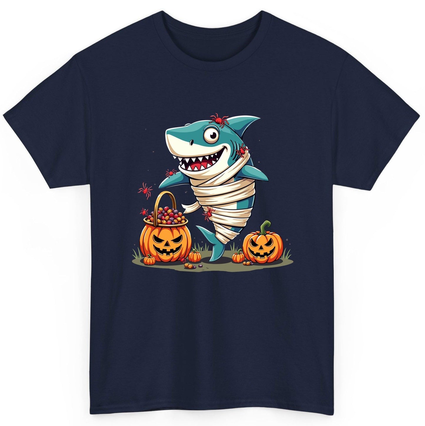 Mummy Shark Halloween shark T-Shirt Navy product mockup