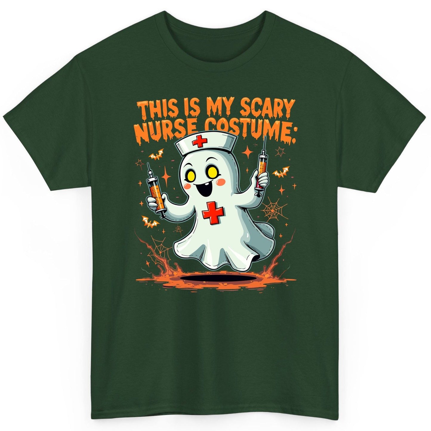 This Is My Scary Nurse Costume ghost nurse T-Shirt Forest Green product mockup
