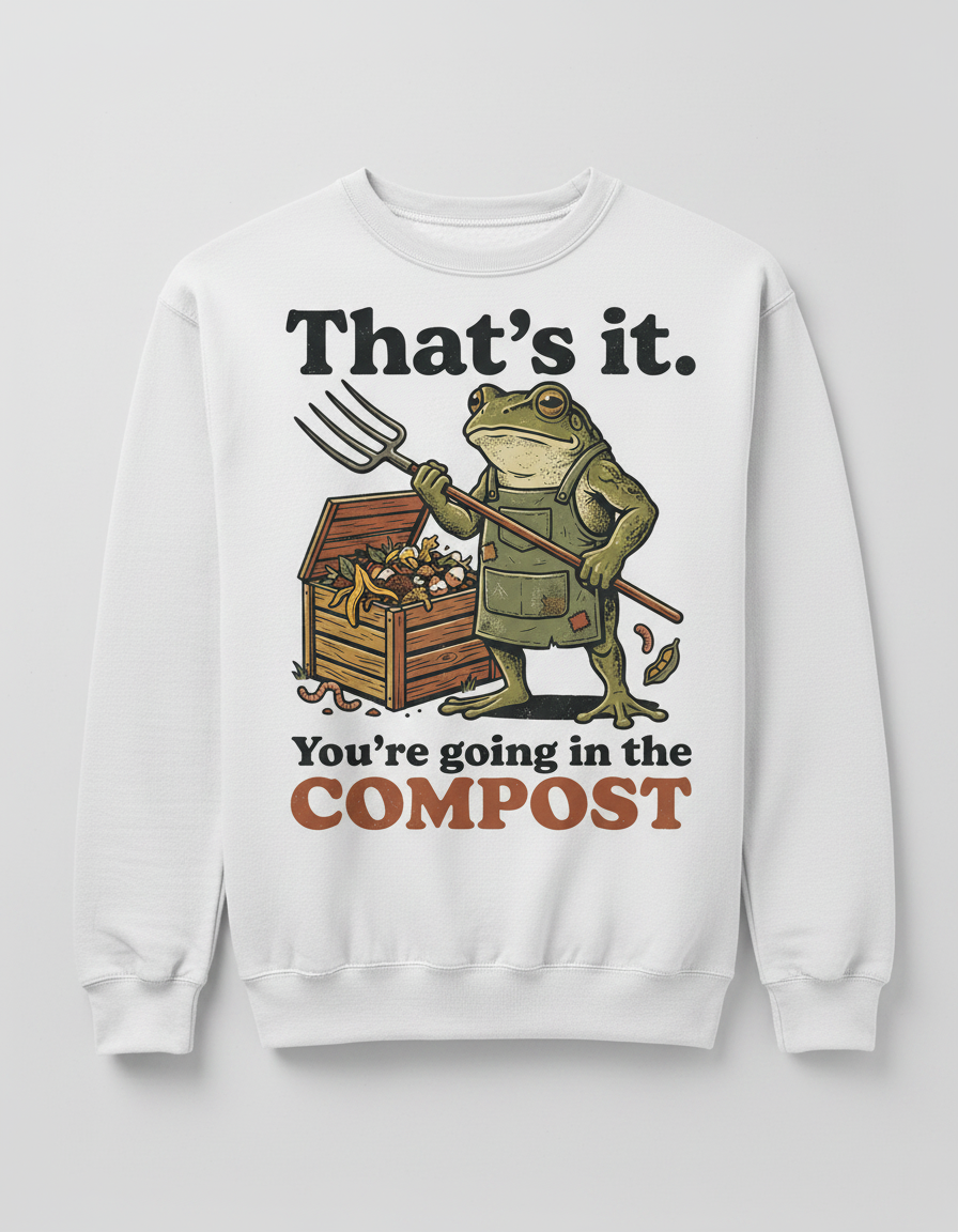 That's It You're Going In The Compost Frog Sweatshirt - White