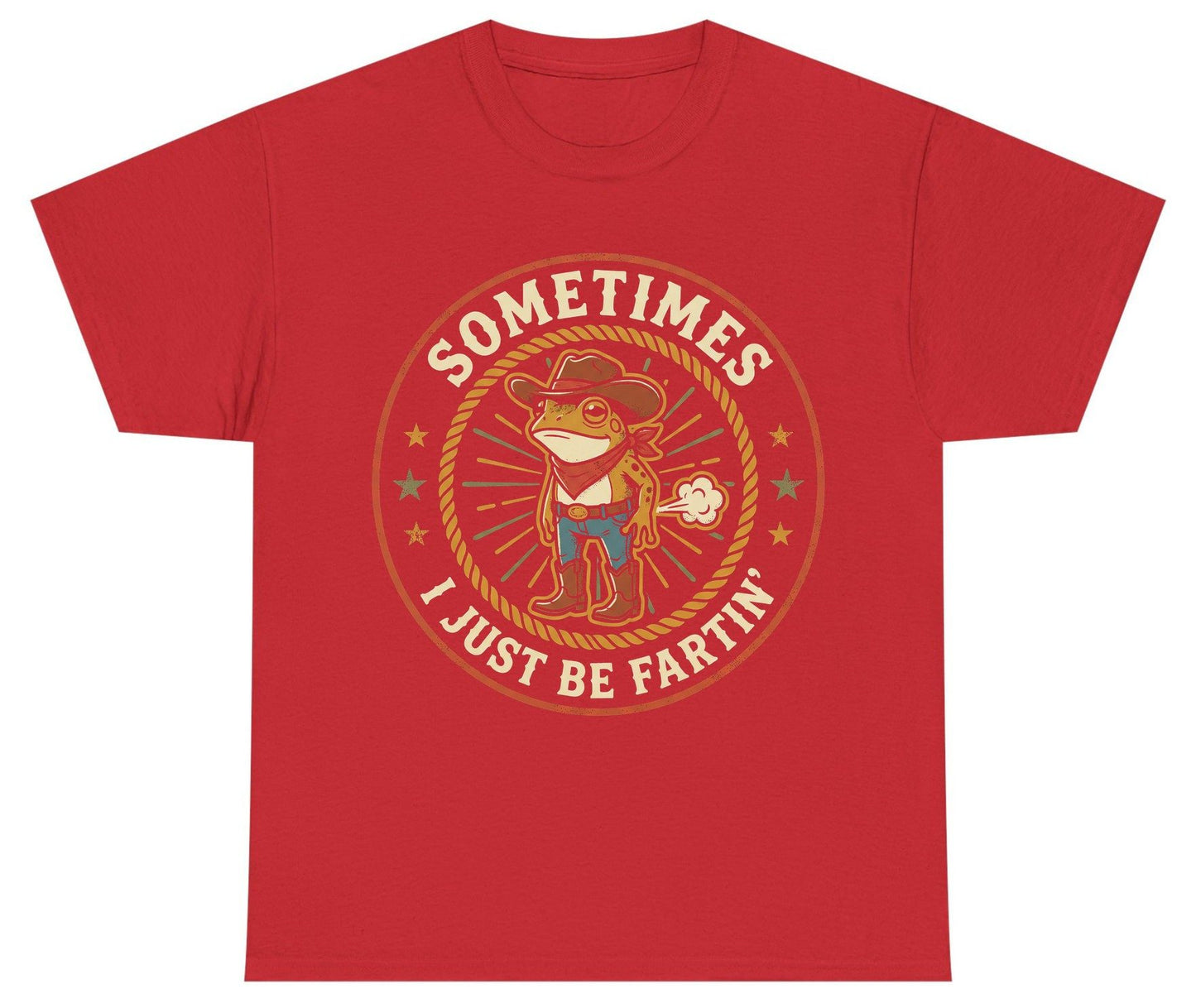 Sometimes I Just Be Fartin' cowboy frog Youth T-Shirt Red product mockup