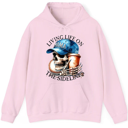 Living Life on the Sidelines Mama baseball mom Hoodie Light Pink product mockup
