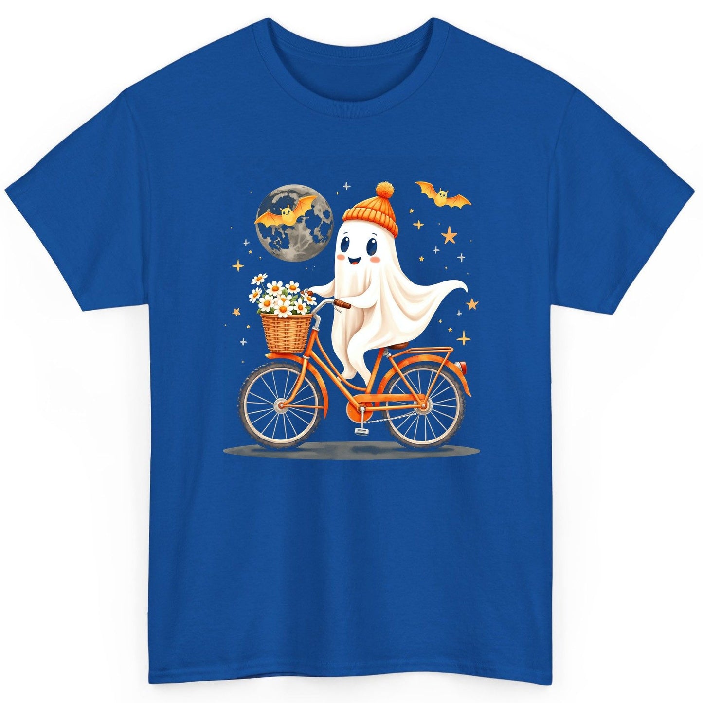Cute Ghost on Bicycle cute ghost T-Shirt Royal product mockup