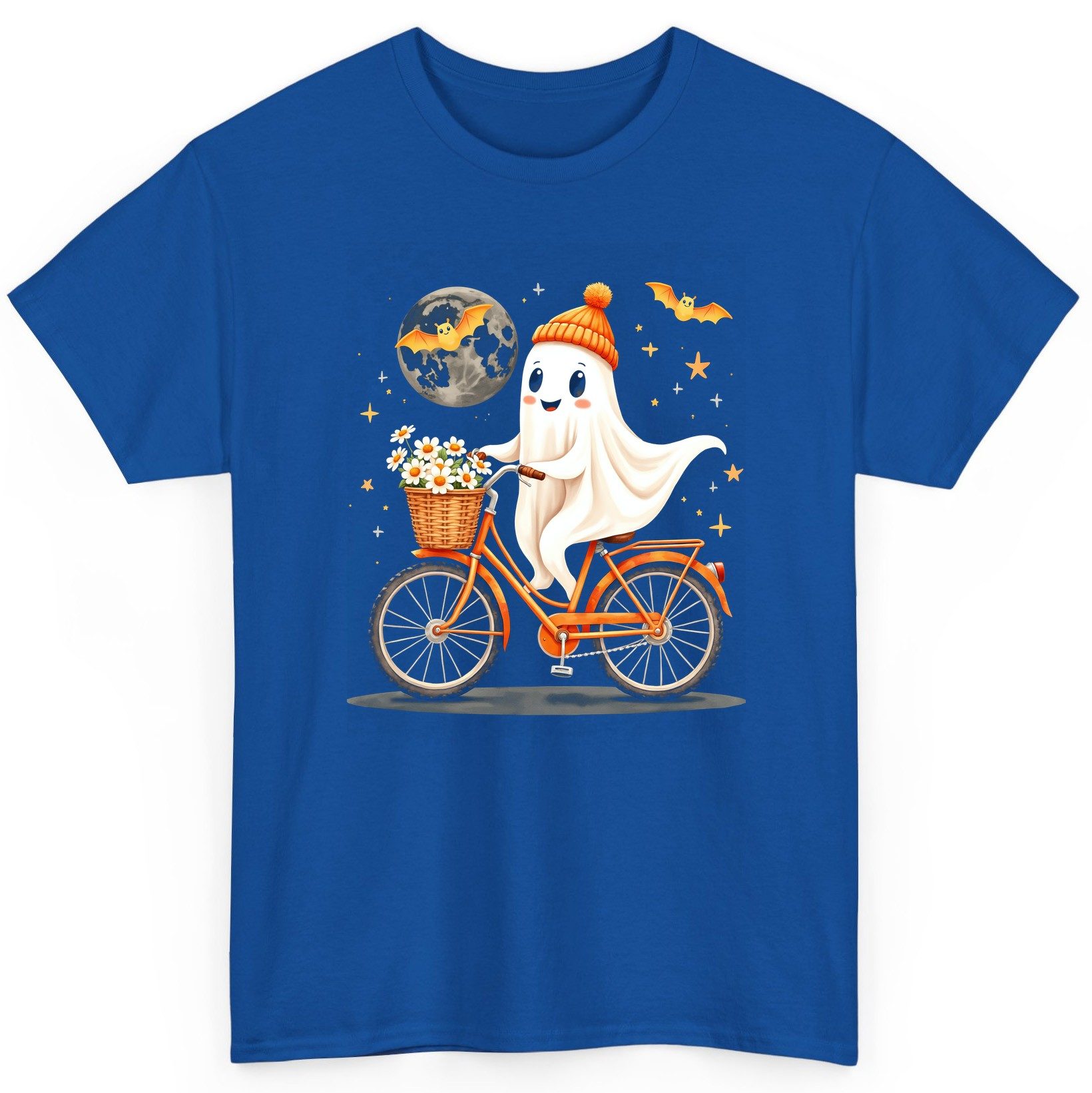 Cute Ghost on Bicycle cute ghost T-Shirt Royal product mockup