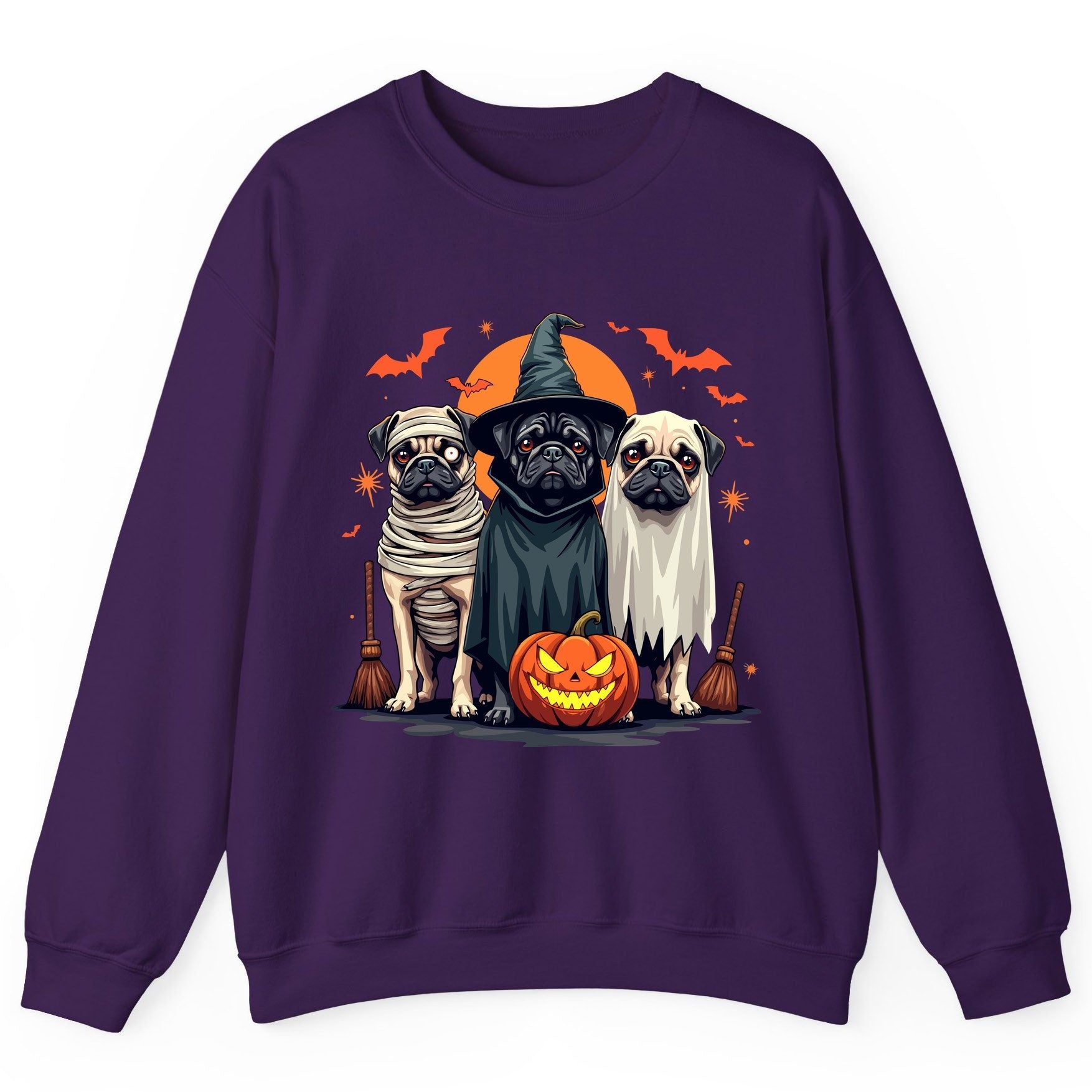 Halloween Pugs Costumes pugs Sweatshirt Purple product mockup