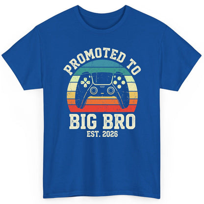 Promoted TO BIG BRO EST 2026 Retro Gaming T-Shirt - product mockup - Royal