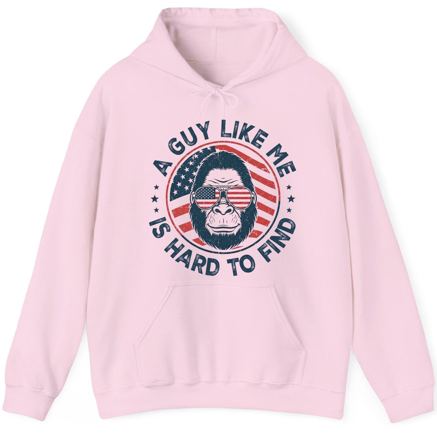 A Guy Like Me Is Hard to Find patriotic bigfoot Hoodie Light Pink product mockup