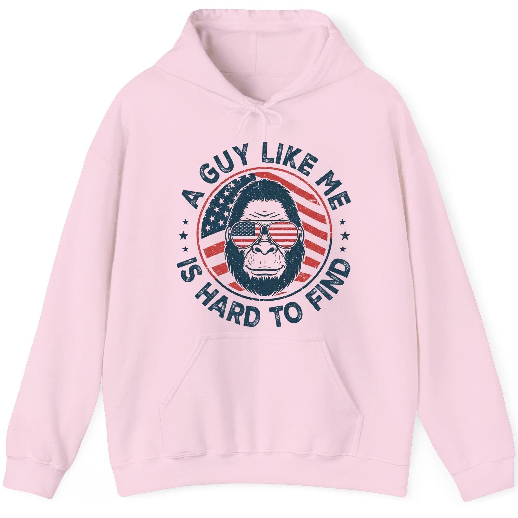 A Guy Like Me Is Hard to Find patriotic bigfoot Hoodie Light Pink product mockup