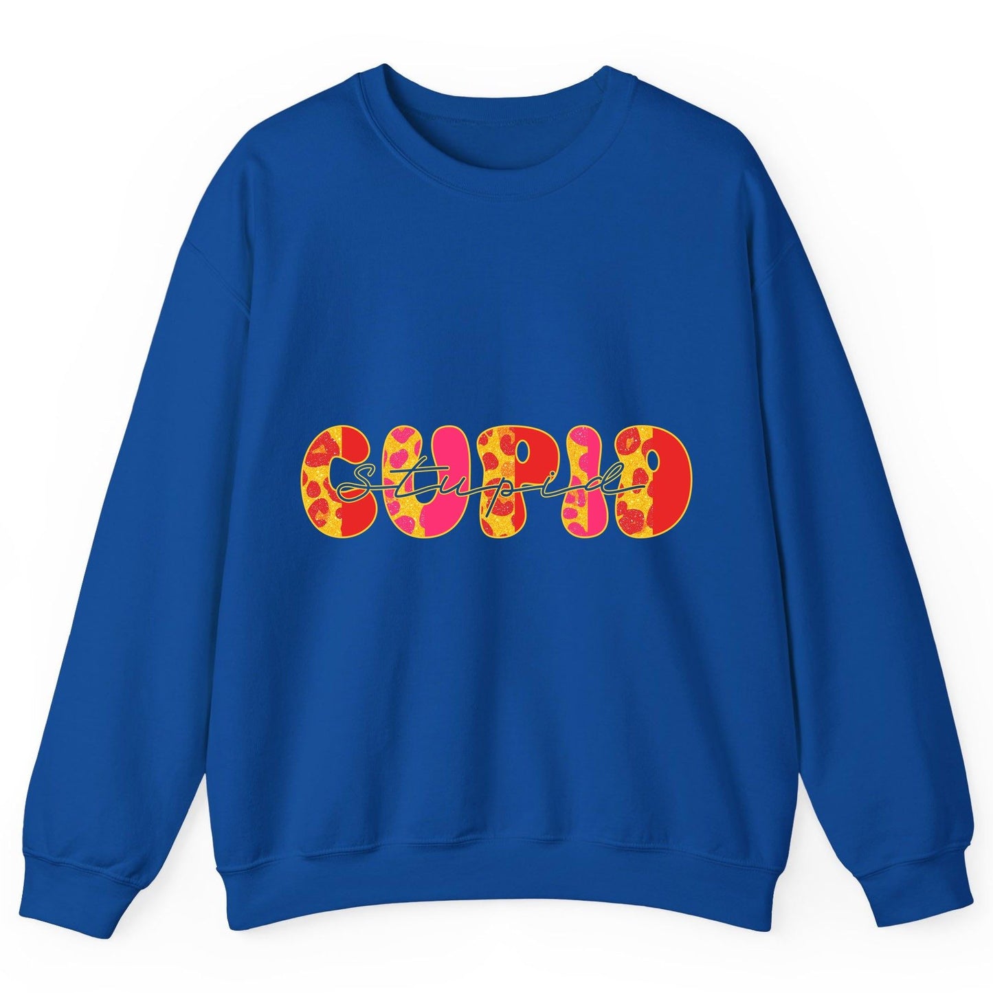 Stupid Cupid anti-Valentine's Day Sweatshirt Royal product mockup