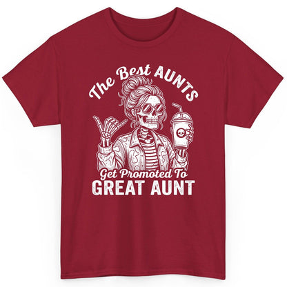 The Best Aunts Get Promoted to GREAT AUNT Funny Announcement T-Shirt - product mockup - Cardinal Red
