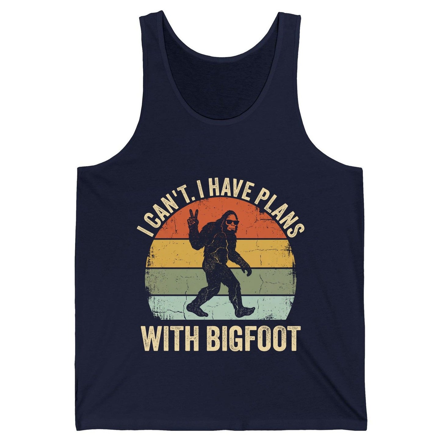 I Can't I Have Plans with Bigfoot bigfoot Tank Top Navy product mockup