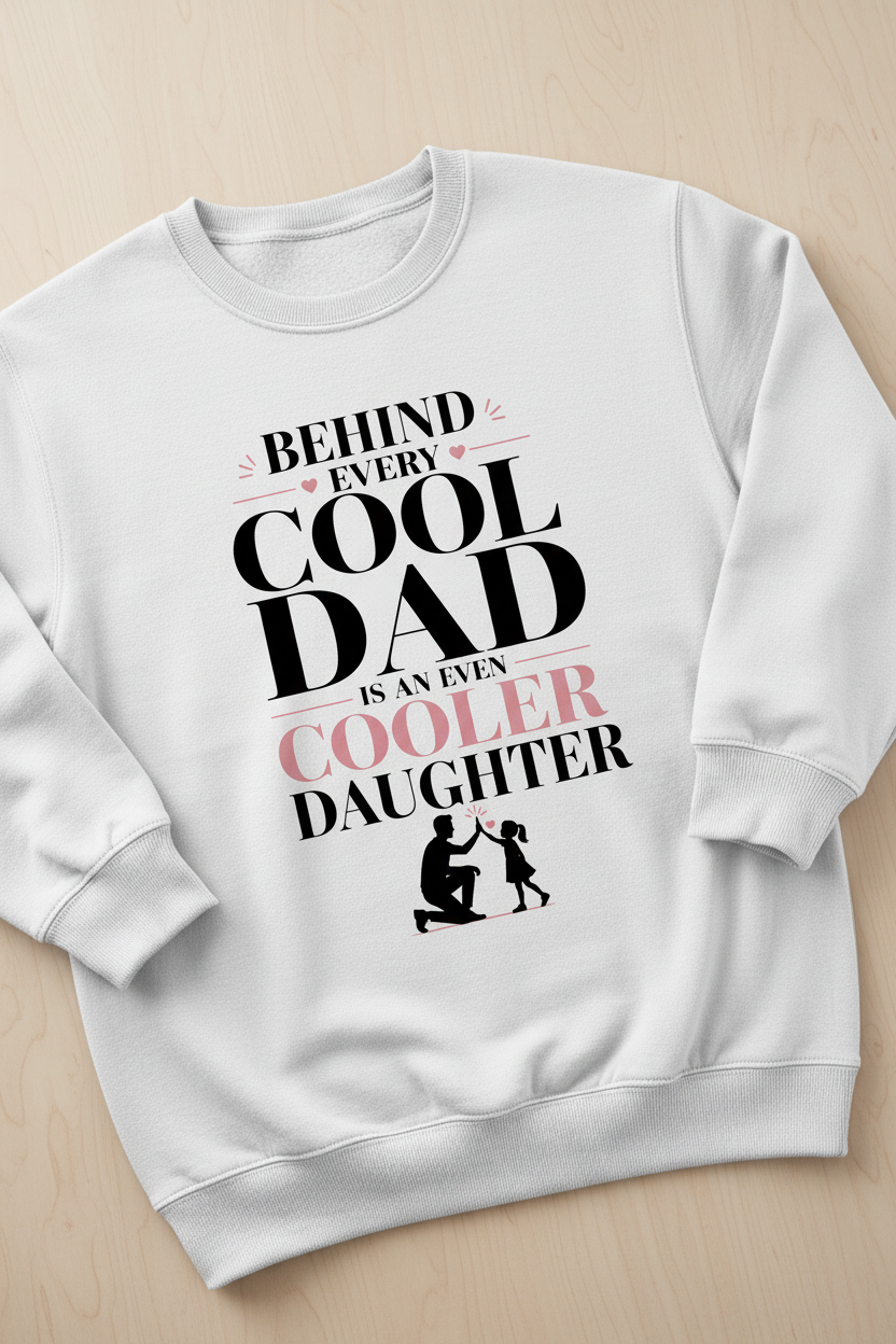 Behind Every Cool Dad Is An Even Cooler Daughter Sweatshirt - White